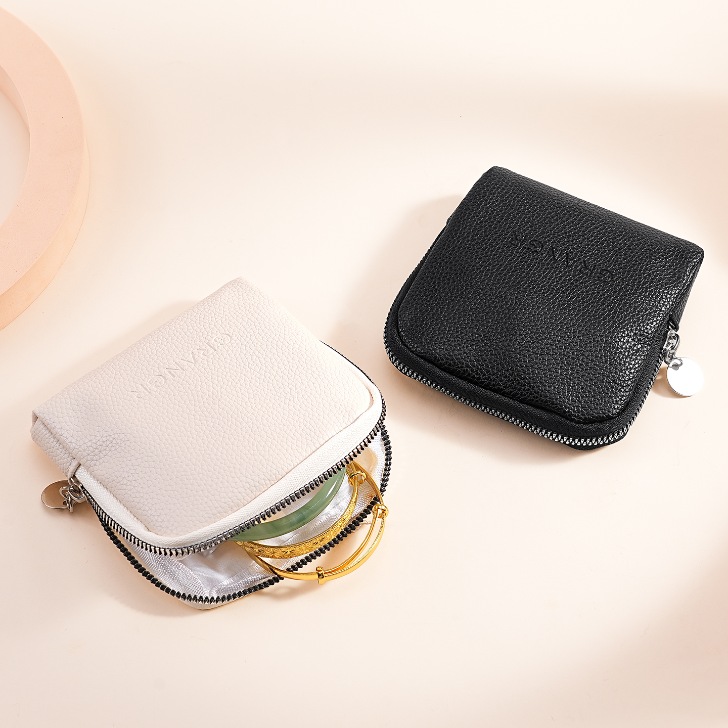 Travel Accessories Jewelry - Portable Pebble Leather Jewelry Organizer Multi-Compartment