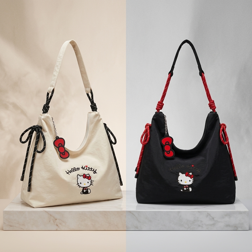 Travel Accessories Cute - Hello Kitty Knot Canvas Tote Bag