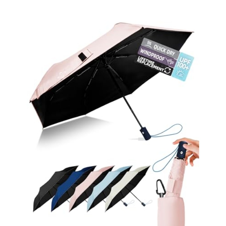 Travel Umbrella Compact - Windproof Travel Umbrella for Rain -