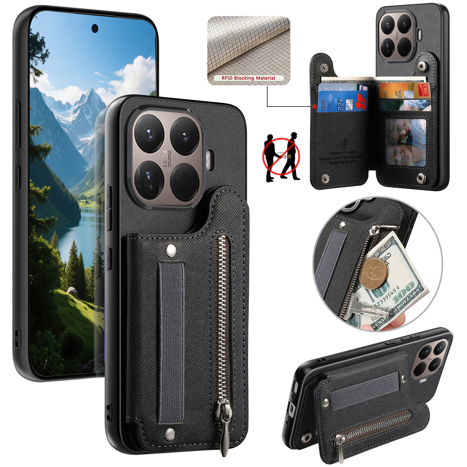 Passport Holder Rfid - RFID Wrist Strap Zipper Wallet Leather