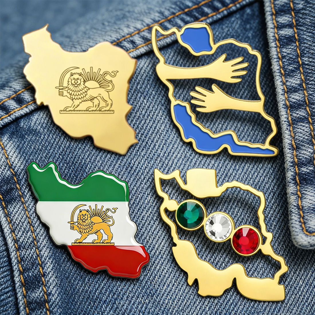 Travel Accessories Jewelry - Dawapara Iran Map Shape Brooch Pins