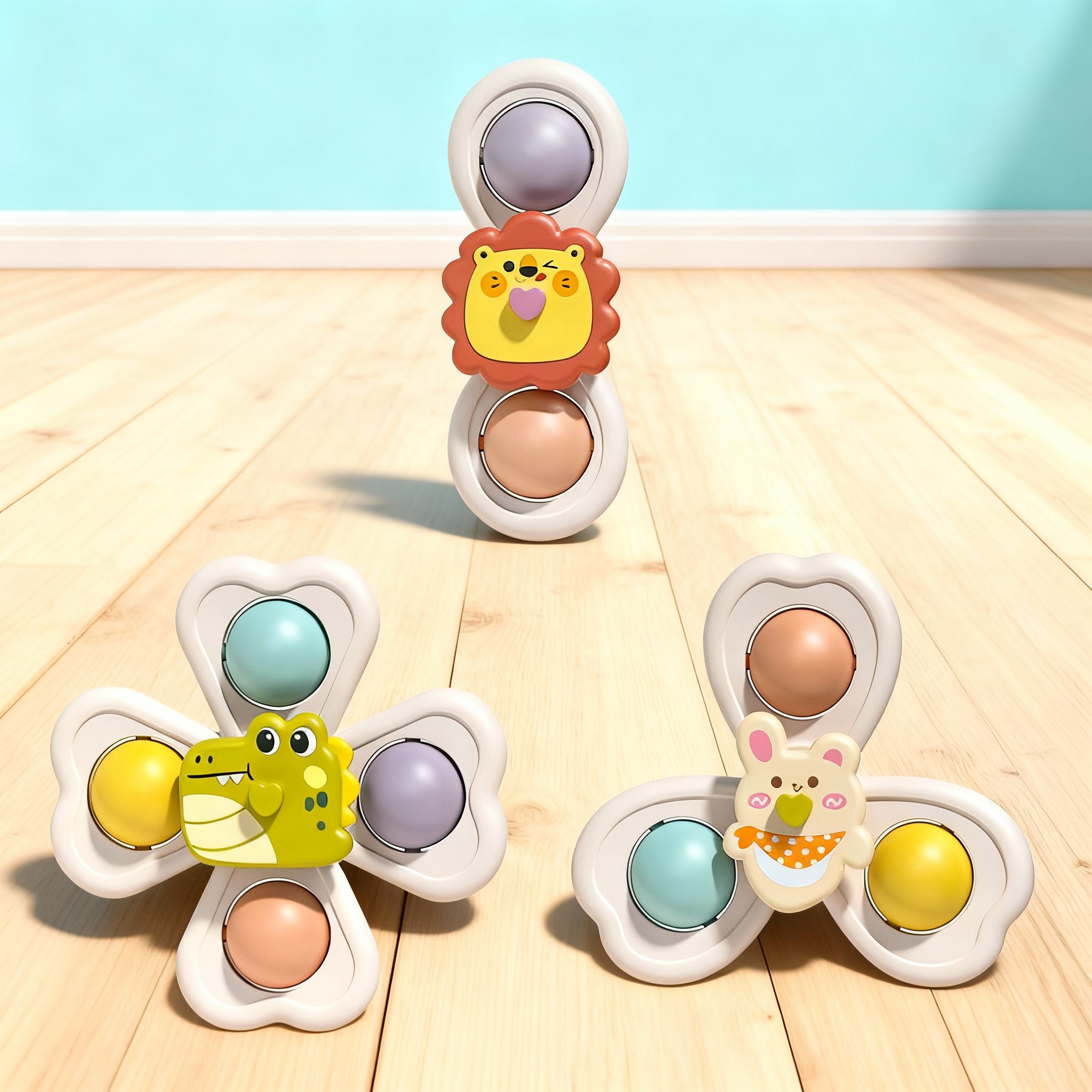 3PCS Suction Cup Rotating Toy  - Travel Accessories For Baby ulasan dan harga
