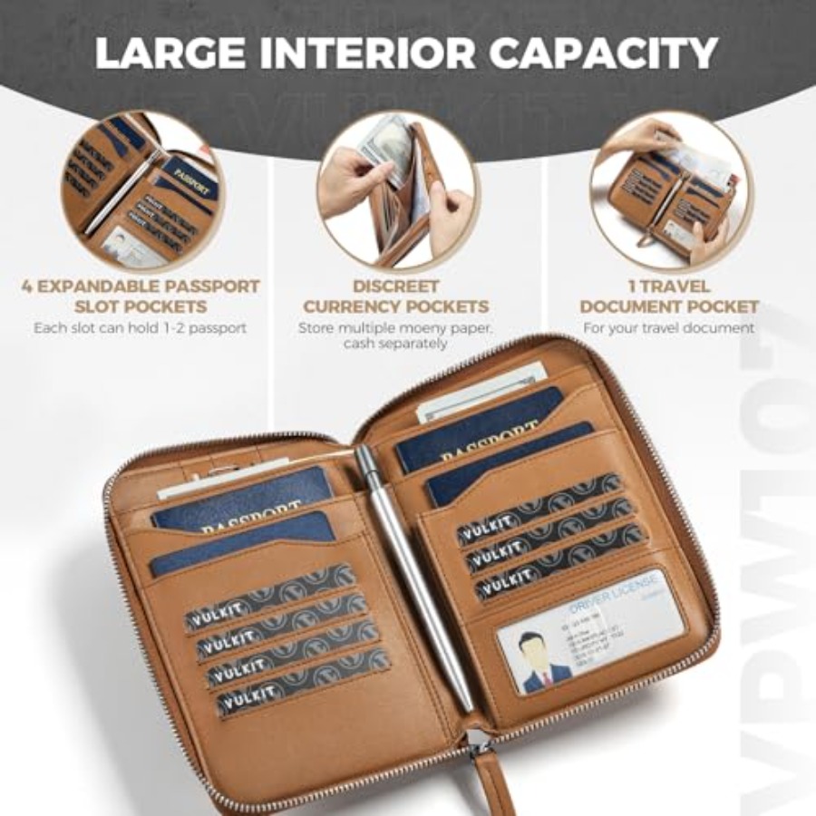 Leather Passport Holder for 4- - Passport Holder Rfid ulasan dan harga