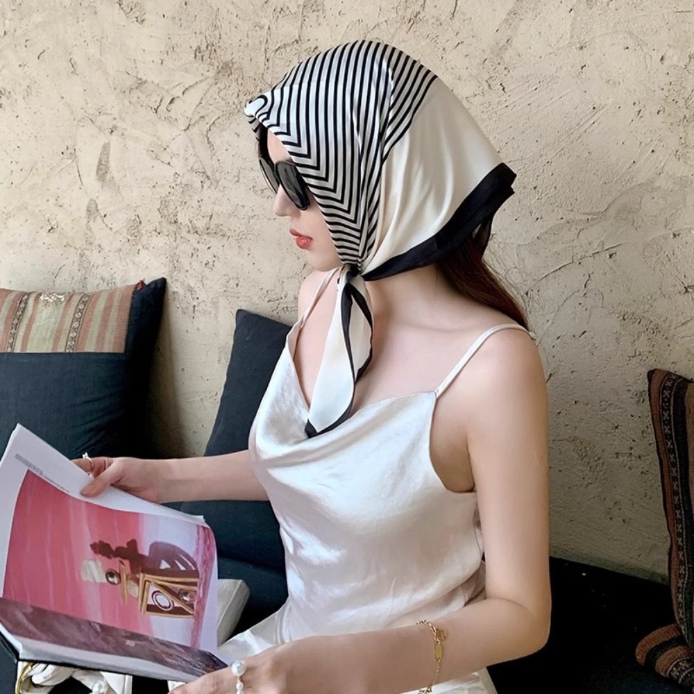 Fashion Satin Square Scarf for - Travel Accessories For Elderly ulasan dan harga