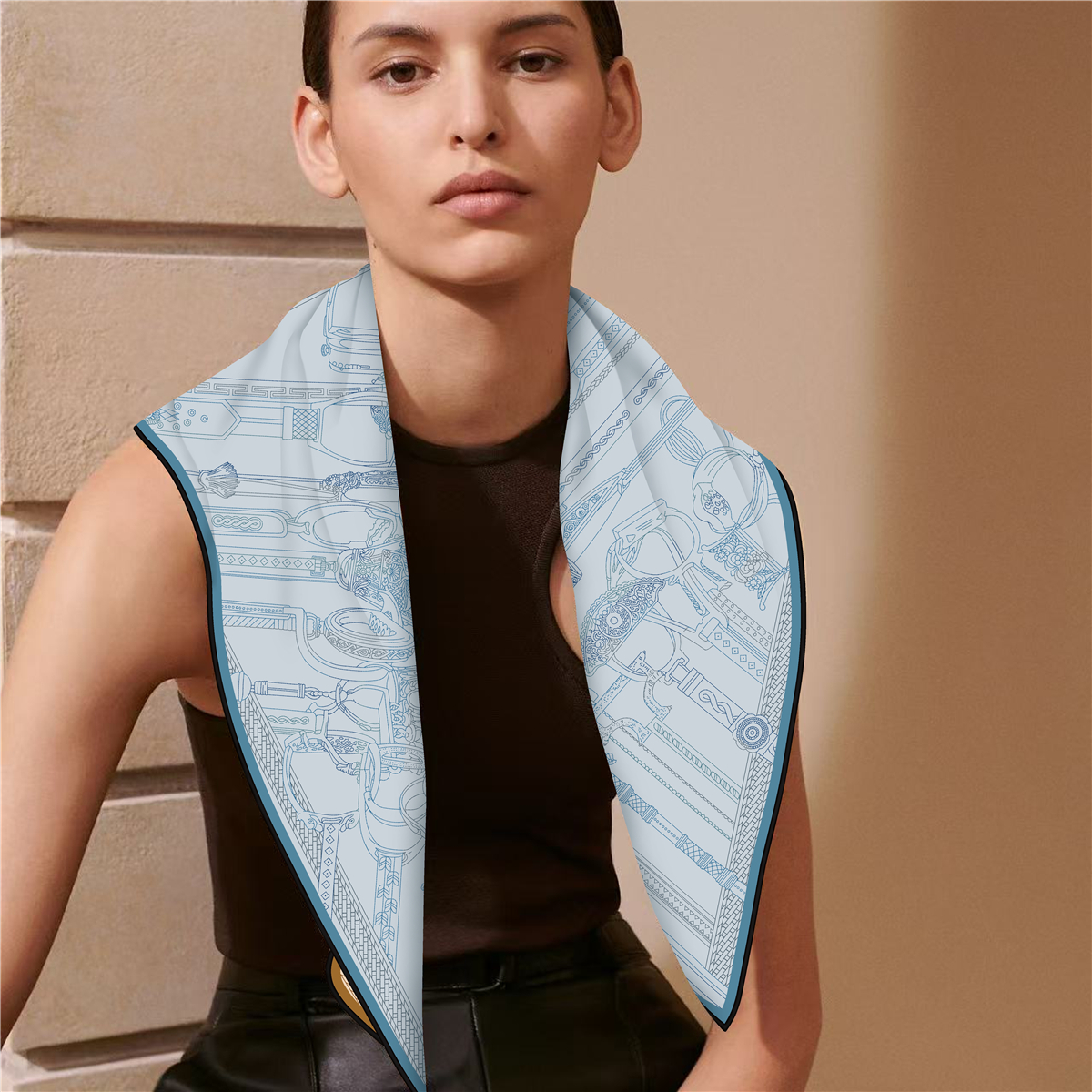 Two Sided Print Twill Scarf Wo - Travel Accessories Luxury ulasan dan harga