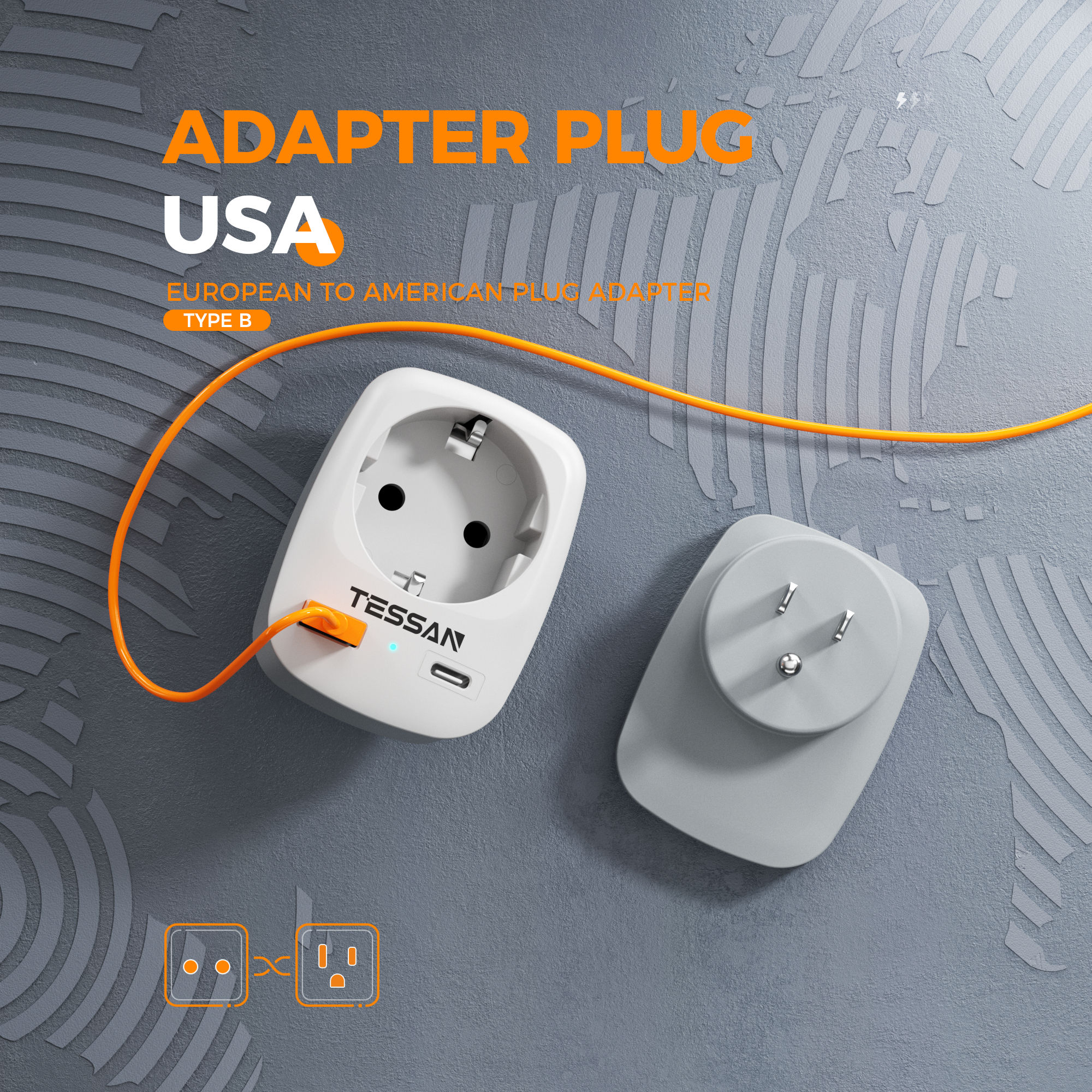 TESSAN Travel Adapter EU To US - Travel Accessories Canada ulasan dan harga