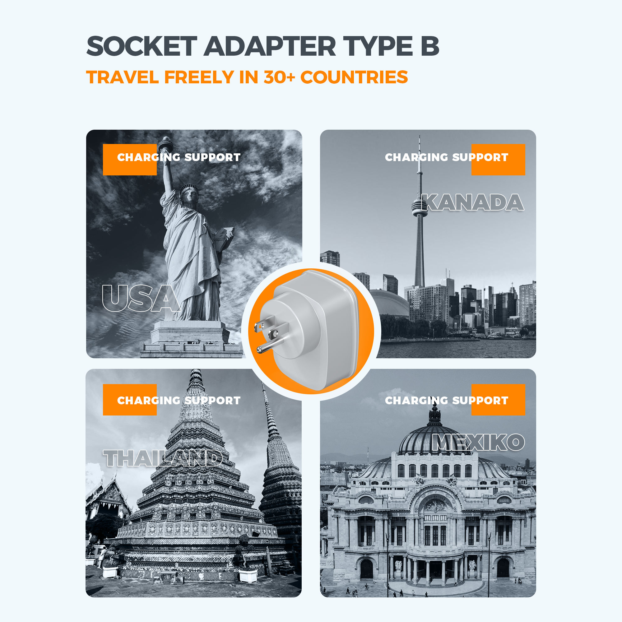 TESSAN Travel Adapter EU To US - Travel Accessories Canada ulasan dan harga