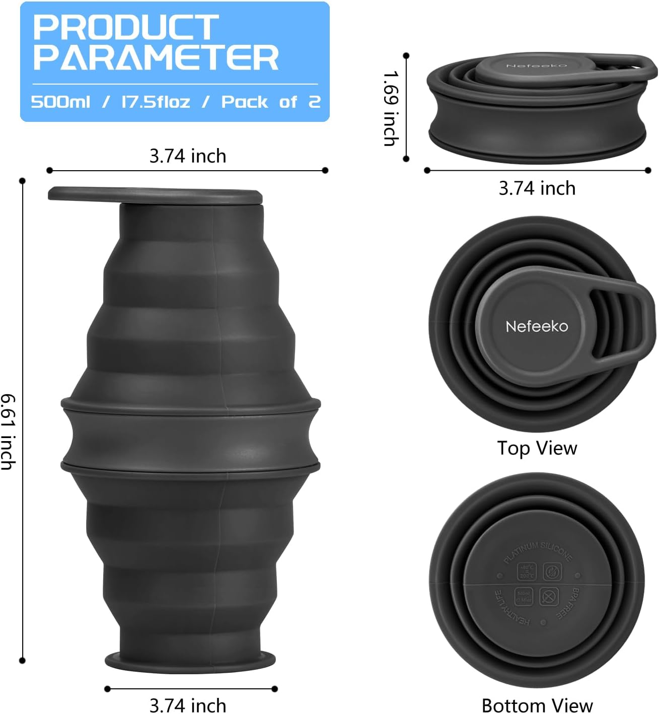 17oz Collapsible Water Bottle, - Water Bottle Collapsible ulasan dan harga
