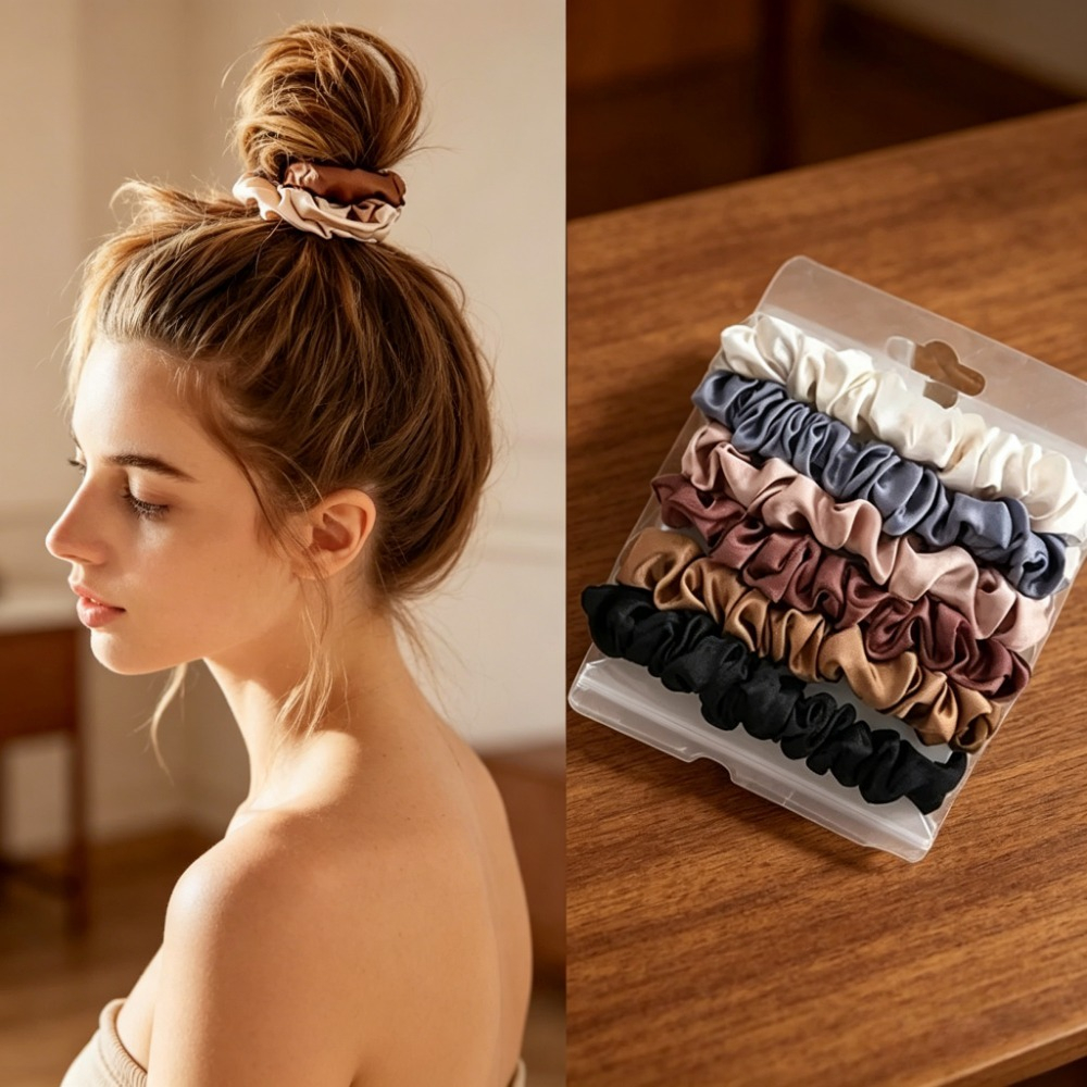 6Pcs Soft Satin Hair Scrunchie - Travel Accessories For Elderly ulasan dan harga