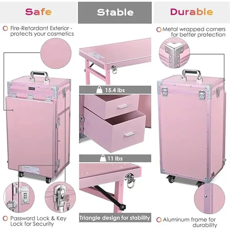 Rolling Manicure Table Foldabl - Travel Accessories For Train ulasan dan harga