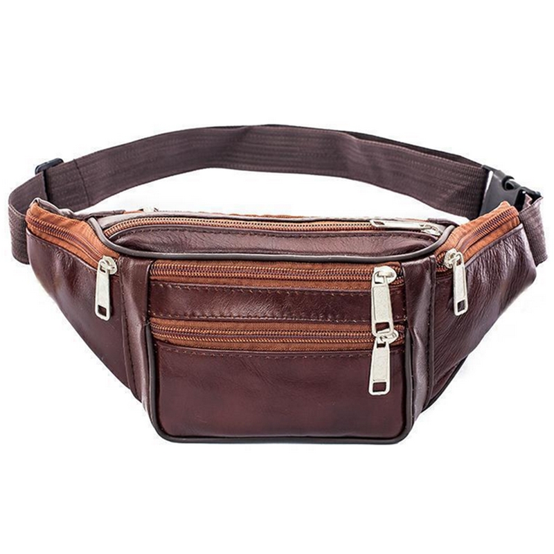 Leather Men Waist Chest Bag Th - Money Belt Hidden ulasan dan harga
